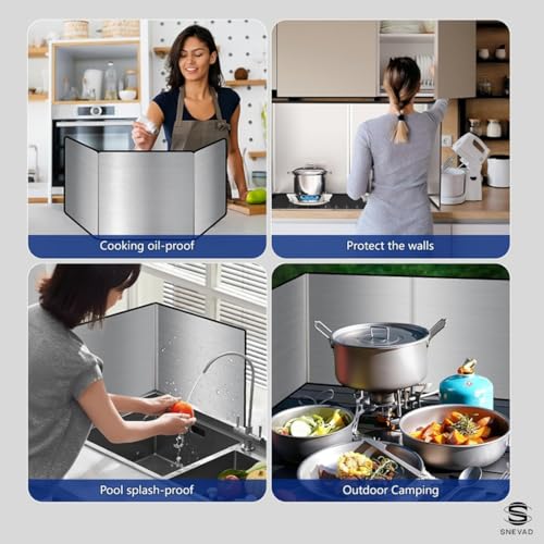 Snevad 4 Sided Stove Splatter Guard for Cooking Kitchen Anti Splatter Shield Panel Guard Portable Folding Cooker Side Fat for Frying Pan Wall Grease Oil Guard Splash Back Splatter Screen Protector - Image 4