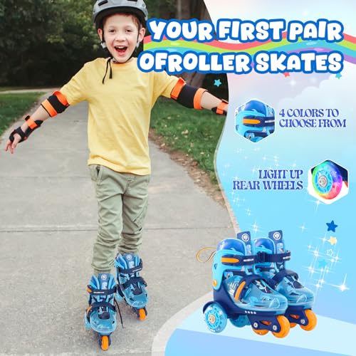 METROLLER Adjustable Boys Balance Roller Skates for Toddler Ages 36 Rainbow Unicorn Dinosaurs Illuminating Rollerskates for Girls Kids Three Line Wheels Suitable for Beginners - Image 3