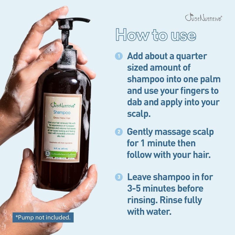 Just Nutritive Grow New Hair Shampoo | Healthy Hair Growth | Natural Shampoo | For Both Men And Women | Hair Care | Hair Growth | Just Nutritive | 16 fl oz - Image 5