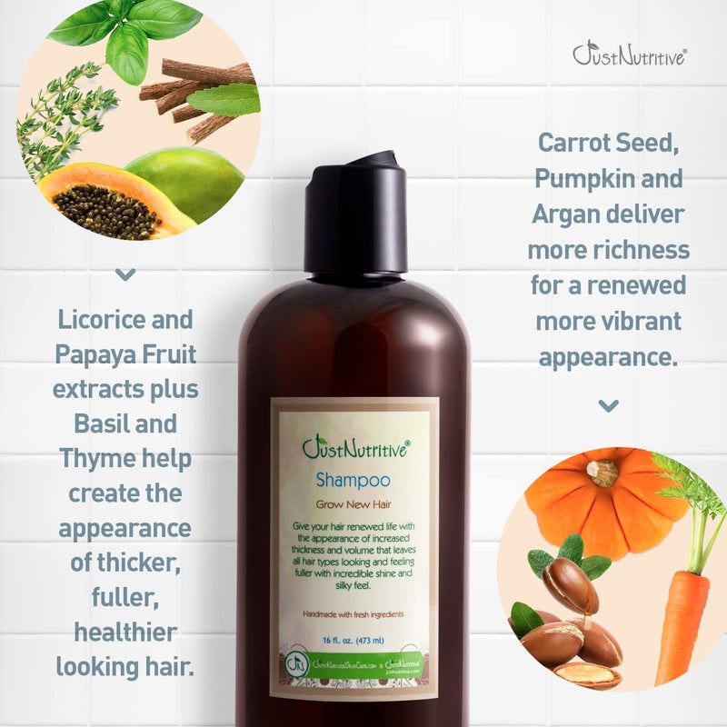 Just Nutritive Grow New Hair Shampoo | Healthy Hair Growth | Natural Shampoo | For Both Men And Women | Hair Care | Hair Growth | Just Nutritive | 16 fl oz - Image 3