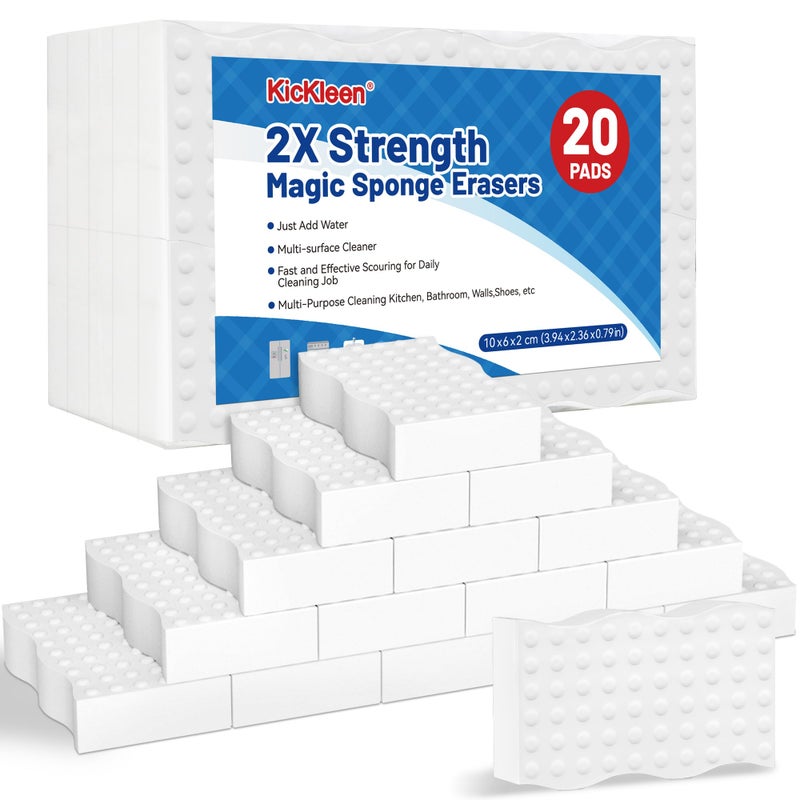 kickleen 20 Pack Magic Sponges Cleaning Eraser 2X Density Melamine SpongeCleaning Pad for BathroomKitchenDishFurniture FloorWallShoeCleaner NonScratch Scrub Foam 20 - Image 2