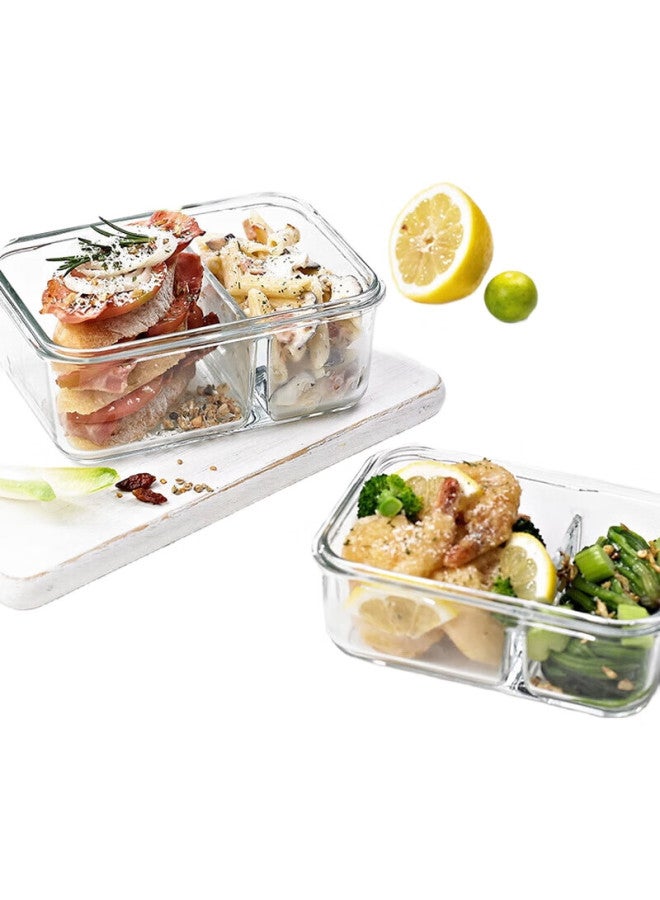 Glasslock Imported Tempered Glass Food Storage Containers, Microwave-Safe Heating Lunch Boxes, Sealed Two-Piece Set With Dividers, Bento Box - Image 3