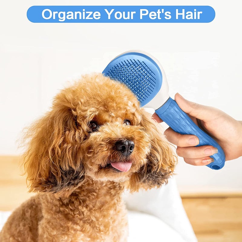 Sandra 4 Pcs Pet Grooming Kit Self Cleaning Slicker Shedding Brush Nail Clipper Nail File Soft Silicone Bath Brush for Long & Short Haired Dogs & Cats, Bathing, Shower, Tick Removal & Fur Grooming Tools - Image 3