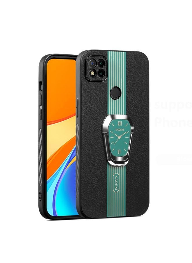 HuHa Case Cover For Xiaomi Redmi 9C Magnetic Litchi Leather Back Phone Case with Holder Green 