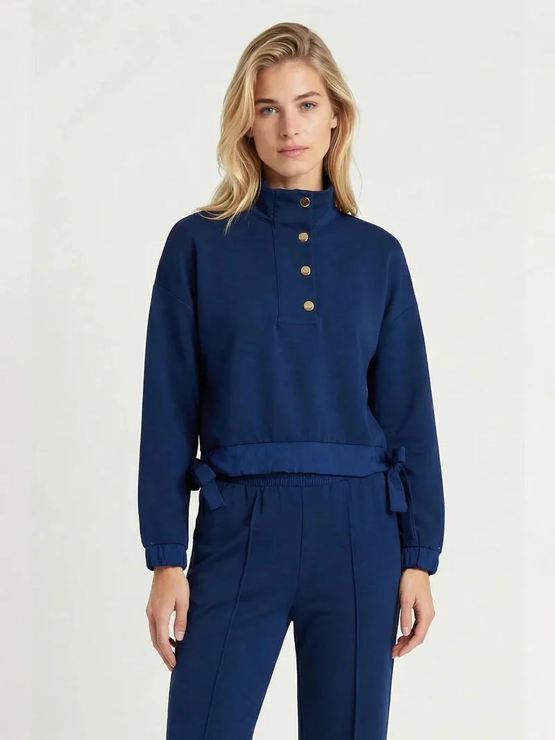 السعادة في إسطنبول ISTANBUL Mid Waist Wide Leg Two-Piece Co-Ord Set with Half Turtleneck