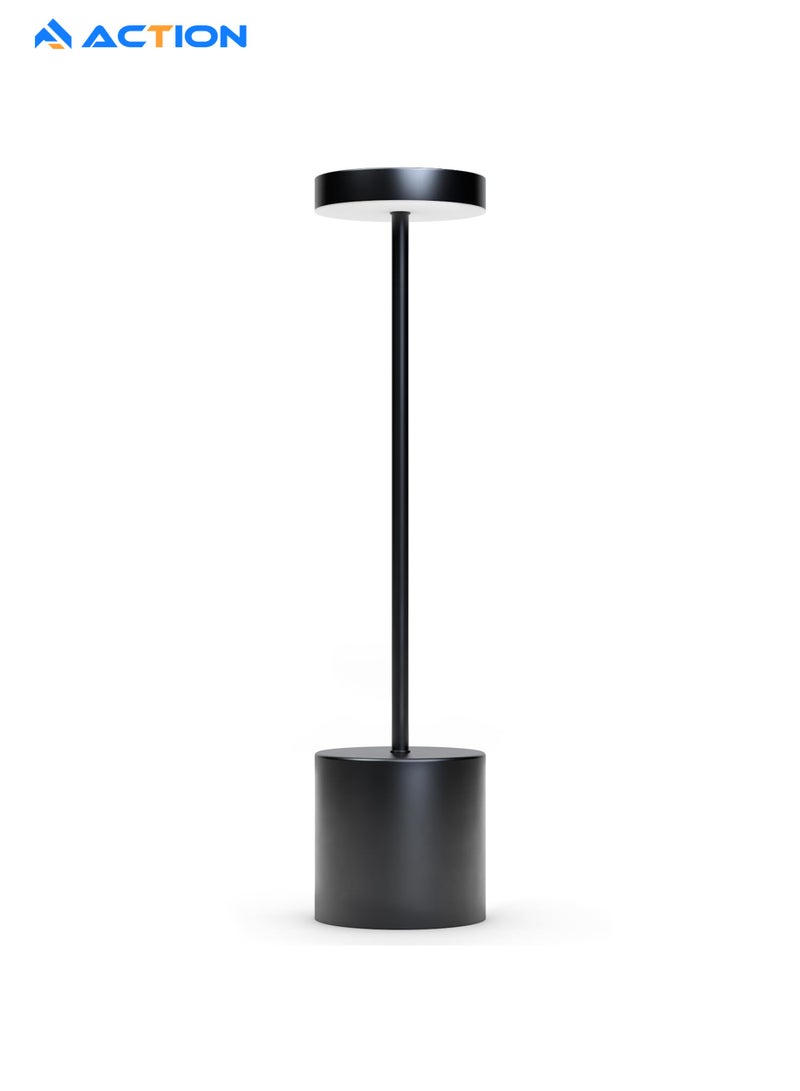 ACTION LED Rechargeable Table Lamp,Rechargeable Battery Desk Lamp,OStepless dimming,Modern Portable Table Light,3 Level Brightness Lights (Black Modern ) - Image 1