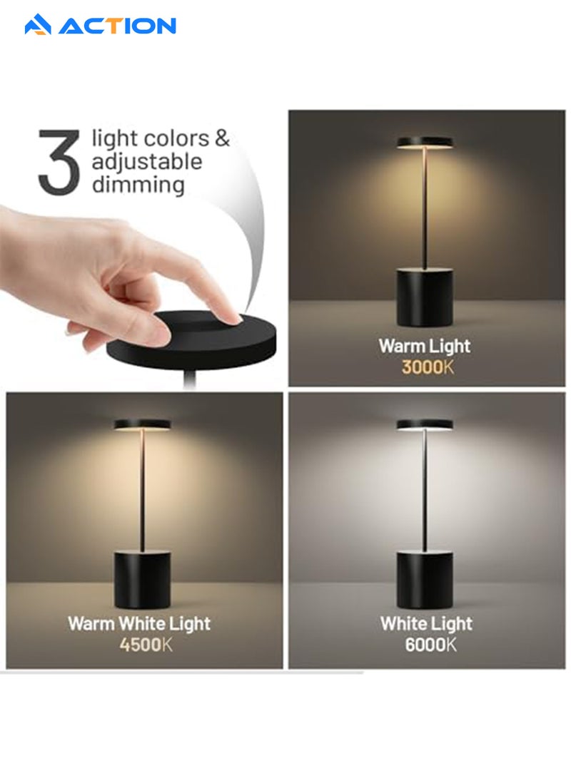 ACTION LED Rechargeable Table Lamp,Rechargeable Battery Desk Lamp,OStepless dimming,Modern Portable Table Light,3 Level Brightness Lights (Black Modern ) - Image 2