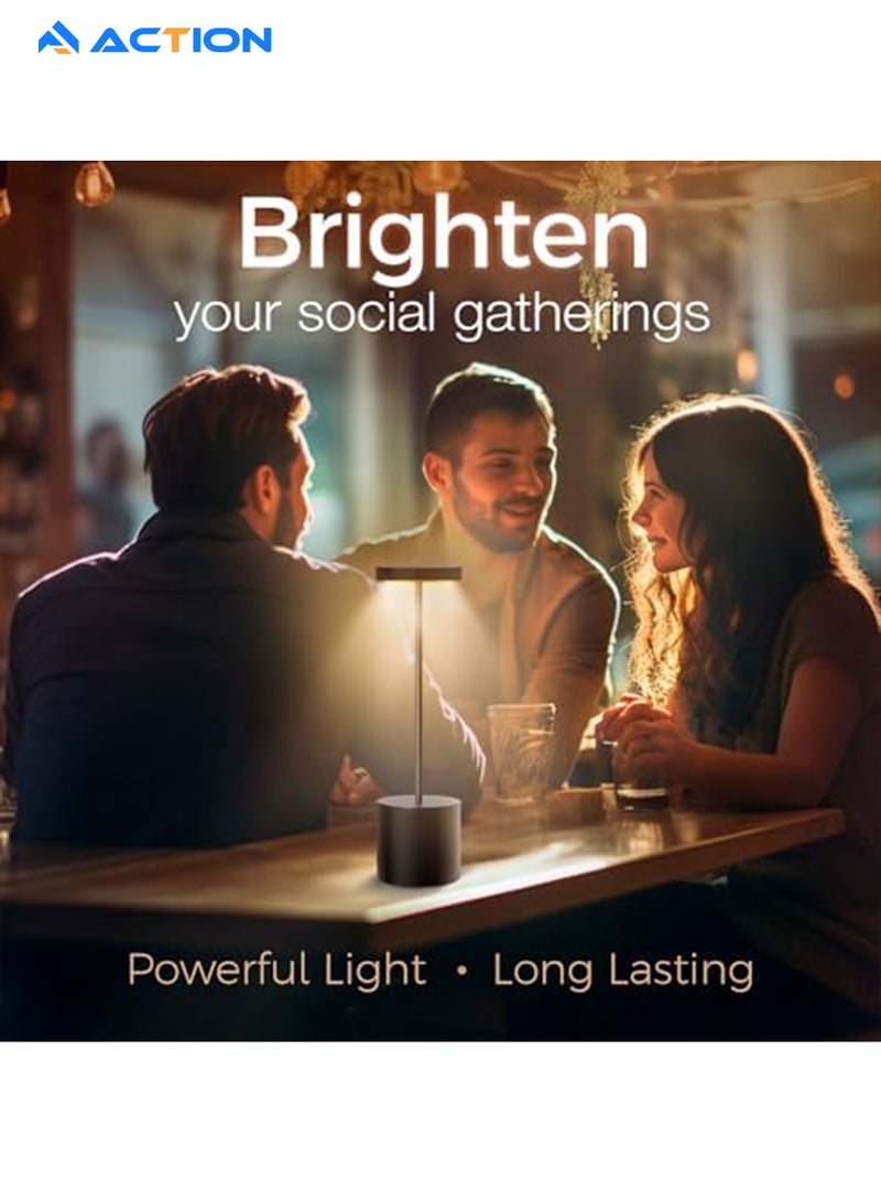 ACTION LED Rechargeable Table Lamp,Rechargeable Battery Desk Lamp,OStepless dimming,Modern Portable Table Light,3 Level Brightness Lights (Black Modern ) - Image 5