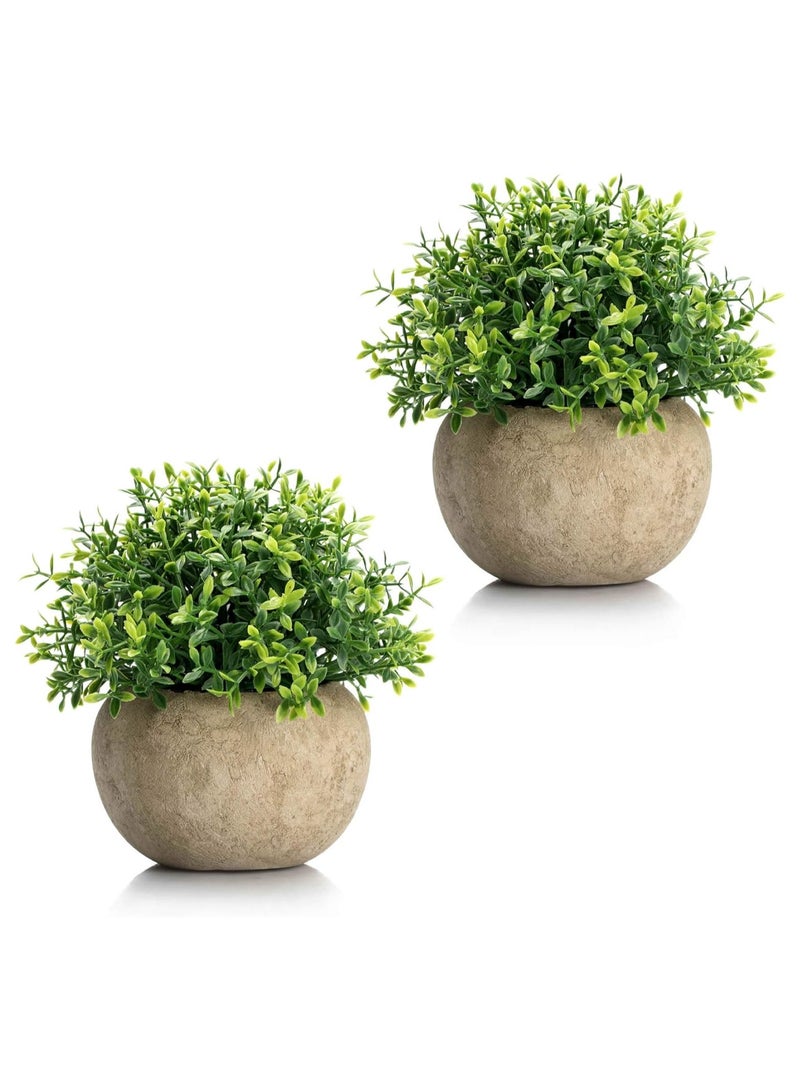 قطعتان صغيرتان من شجيرات البقس الاصطناعية، نباتات اصطناعية صغيرة، ديكور منزلي، ماغنوليا، مكتب، حجرة، مطبخ، رف كتب، غرفة نوم، حمام، حديقة زن، صبار. - Image 1