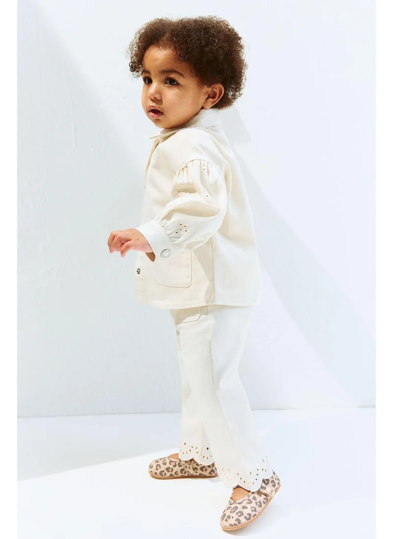 اتش اند ام Flared cotton twill trousers