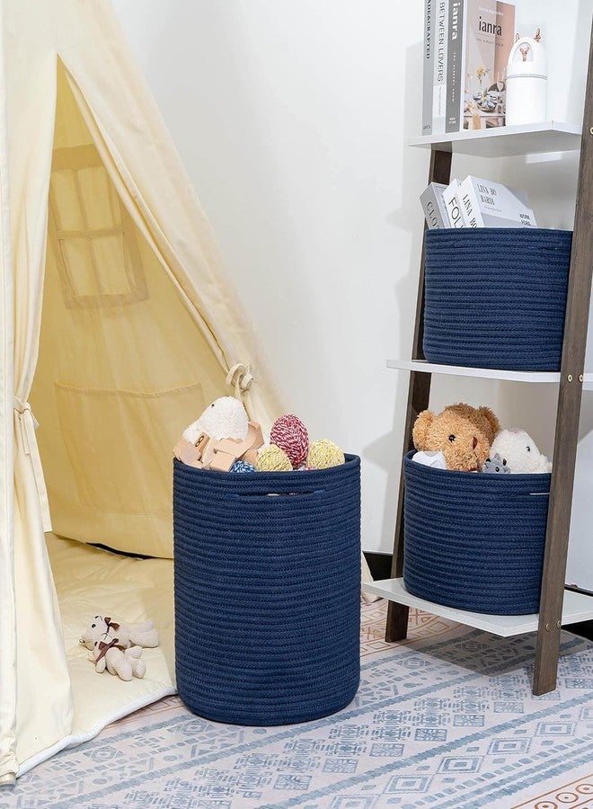 Brishtl Cube Storage Basket Bins For Cube Storage Organizer/Storage,Cube Shelves Cloth Closet Basket Bins, Rope Storage Bins (4 Packs, 11 X 11 Inch, Blue) - Image 5