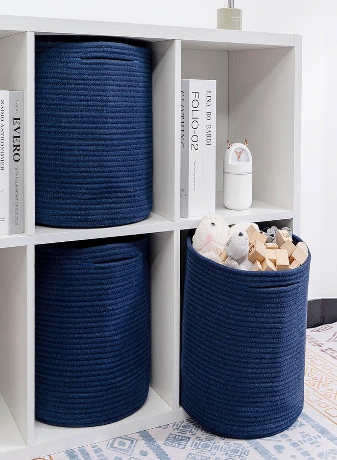 Brishtl Cube Storage Basket Bins For Cube Storage Organizer/Storage,Cube Shelves Cloth Closet Basket Bins, Rope Storage Bins (4 Packs, 11 X 11 Inch, Blue) - Image 3
