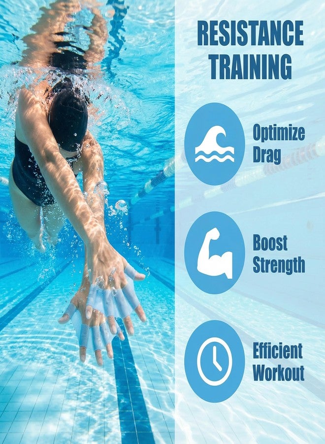 Dcoteh 2-Pack Silicone Swimming Webbed Gloves, Hand Fins Training Gloves, Finger Paddle Swim Gloves for Stroke Training, Waterproof Pool & Open Water Swim Gear, Blue - Image 4