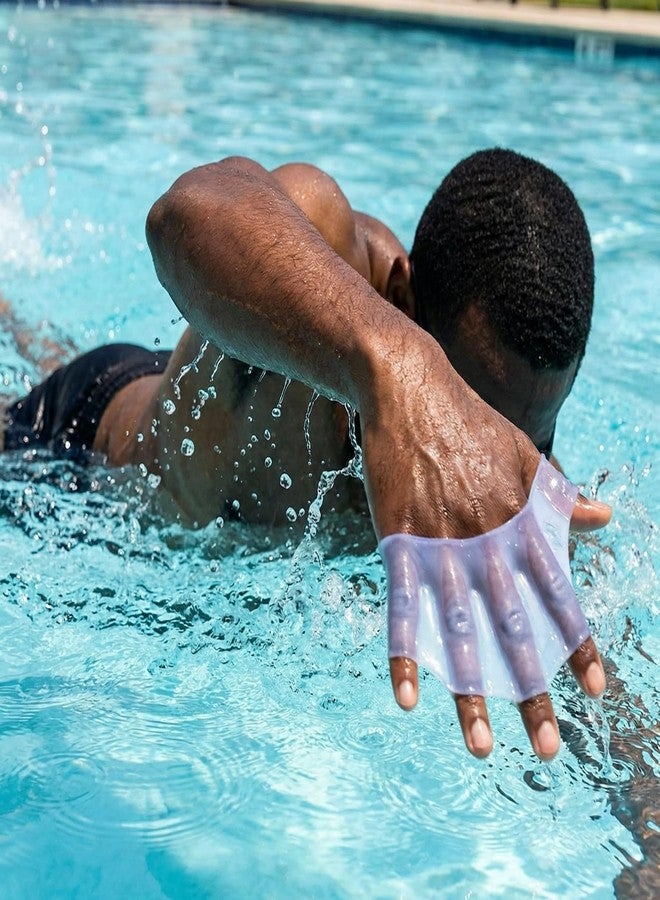 Dcoteh 2-Pack Silicone Swimming Webbed Gloves, Hand Fins Training Gloves, Finger Paddle Swim Gloves for Stroke Training, Waterproof Pool & Open Water Swim Gear, Blue - Image 5