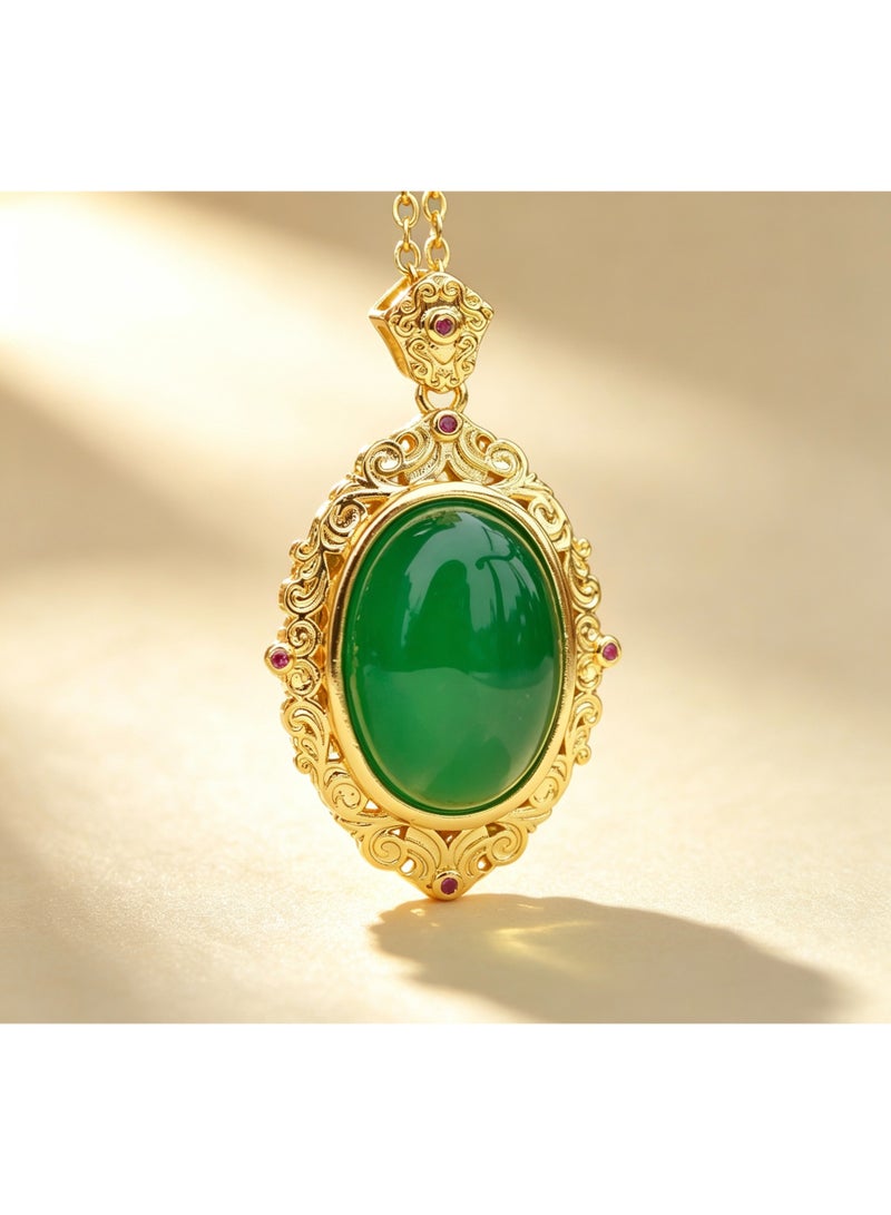 Green Gemstone Women's Pendant, Women's Necklace, Noble and Elegant, Suitable for Gifting, Daily Matching - Image 3