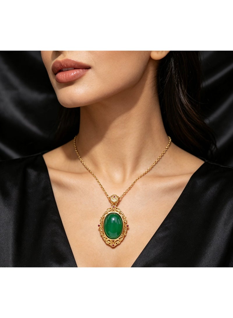 Green Gemstone Women's Pendant, Women's Necklace, Noble and Elegant, Suitable for Gifting, Daily Matching - Image 2