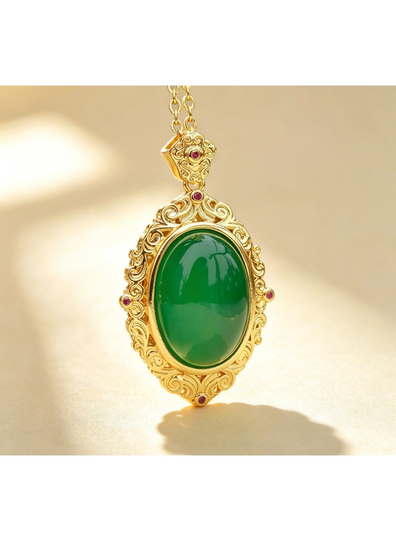 Green Gemstone Women's Pendant, Women's Necklace, Noble and Elegant, Suitable for Gifting, Daily Matching - Image 1