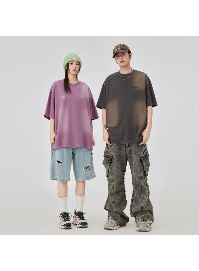 EPTISON men's Loose Short-sleeve Top With Summer Fashion Letter Print, Distressed Wash Process - Image 5