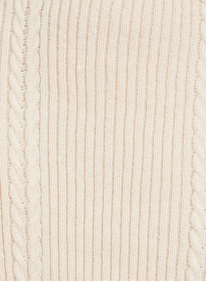 Styli Beige Sweat Cable Knit Maxi Skirt