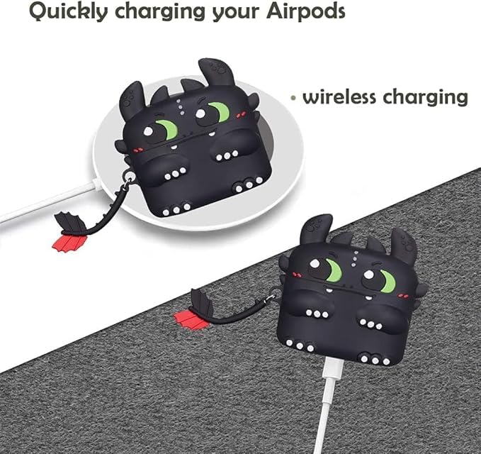 Emoh Roced Compatible for AirPods Pro 2 Case with Keychain, Drop Protection, Protective Case, Supports Wireless Charging Cover for AirPods Pro 1st/2nd Generation (2022/2019)- (Dragon) - Image 3