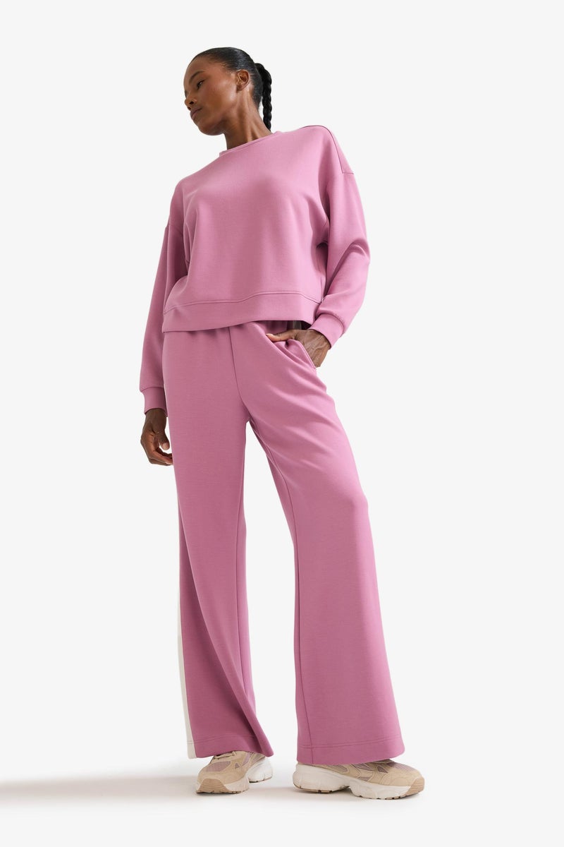 ديفاكتو بنطلون برجل واسع وايد ليج ملمس ناعم  وردي من DeFactoFit - Image 3