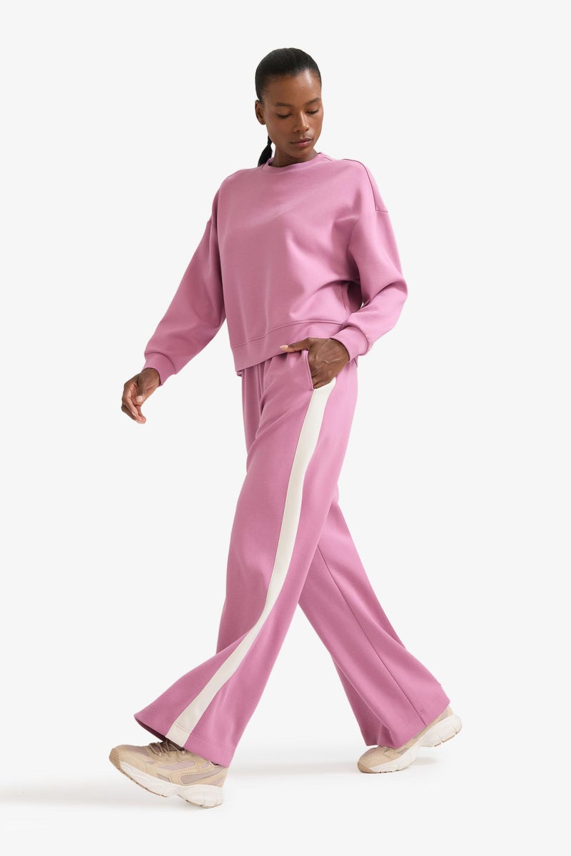 ديفاكتو بنطلون برجل واسع وايد ليج ملمس ناعم  وردي من DeFactoFit - Image 1