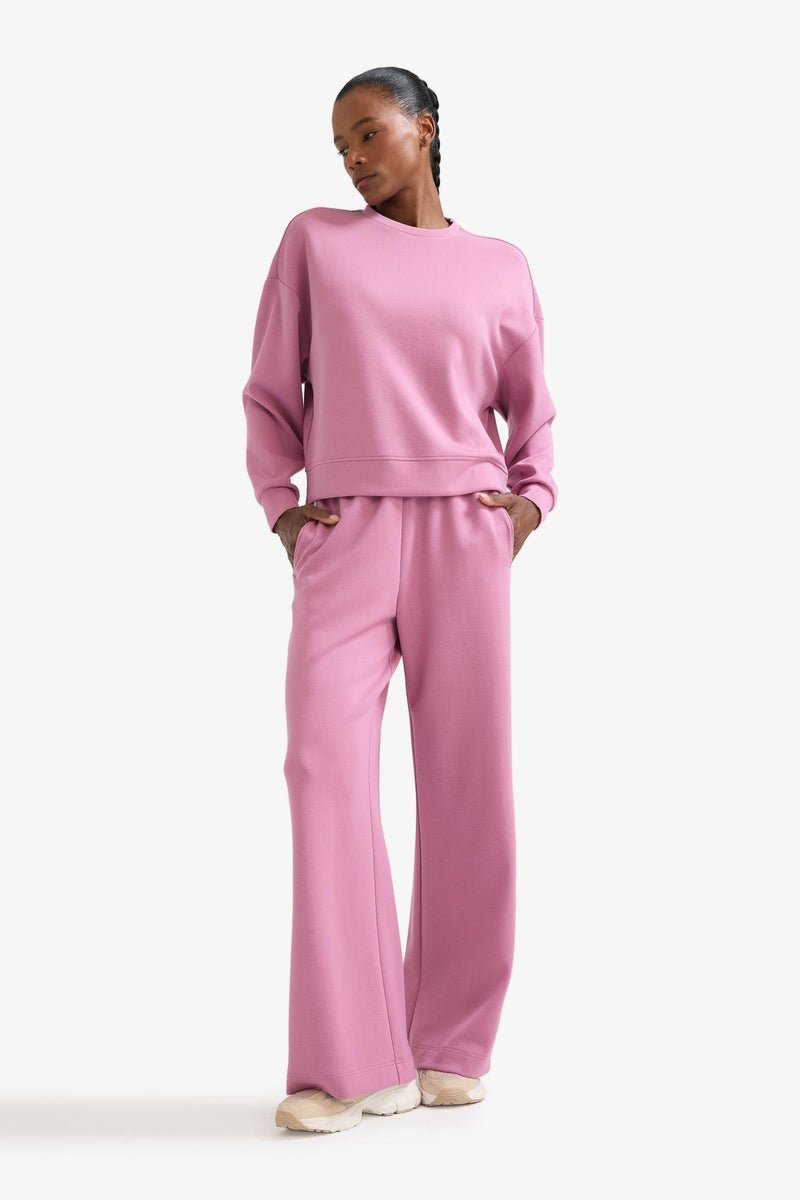 ديفاكتو بنطلون برجل واسع وايد ليج ملمس ناعم  وردي من DeFactoFit - Image 2