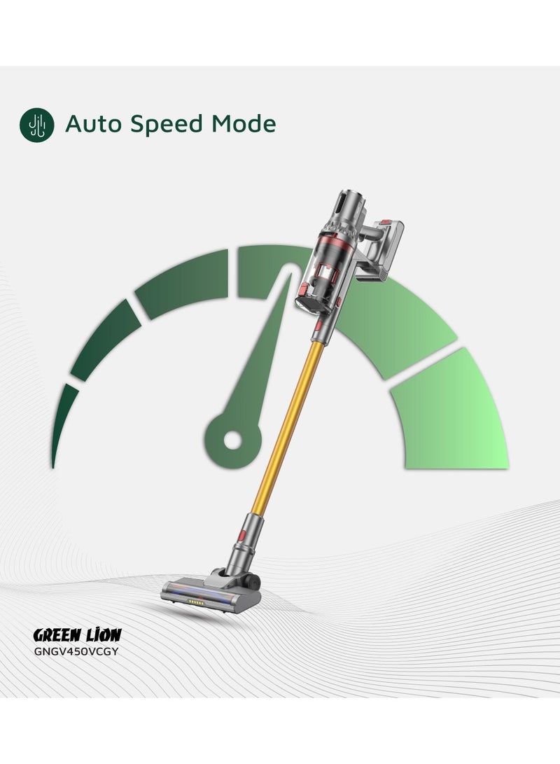 GREEN LION Cordless 800mL Vacuum Cleaner 450W with 4-Mode Cleaning & 35kPa Suction Power / LED Lighting / 2 in 1 Upholstery Brush / Self-Standing Function / Touch Control Display / DC Brushless Motor / Hepa Filters - Gray & Gold - Image 5