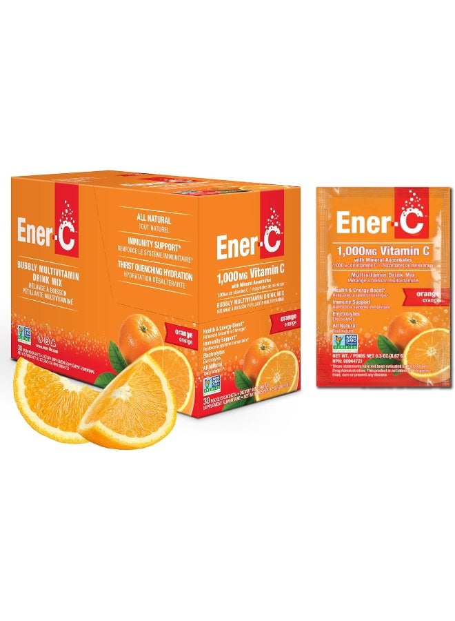 Ener-C مشروب فيتامينات متعددة بنكهة البرتقال من Ener-C مسحوق خلط فيتامين C 1000 ملغ والإلكتروليتات مع عصير فواكه حقيقي طاقة طبيعية ودعم المناعة للنساء والرجال - غير معدّل وراثيًا نباتي وخالي من الغلوتين - 30 حبة - Image 1