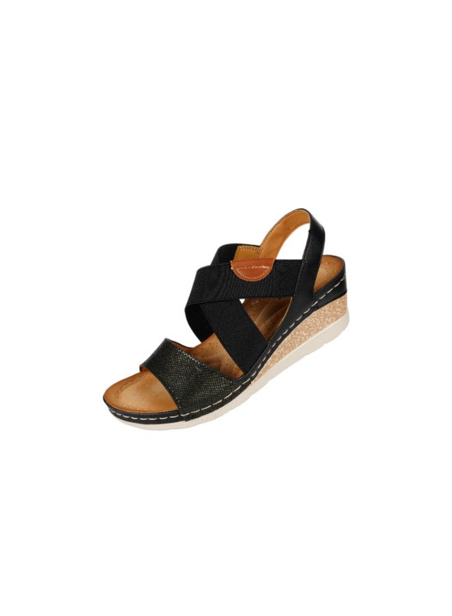 ROMIKA 117-354 Romika Ladies Wedge Heel Sandals601 Black - Image 3
