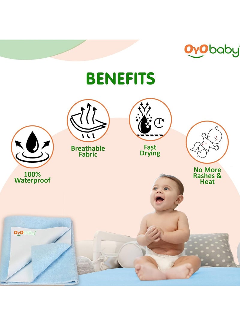 OYO BABY Waterproof Quick Dry Sheet for Baby| Bed Pad | Baby Bed Protector Sheet for Toddler Children (X-Large (200cm x 140cm), Blue) - Image 5