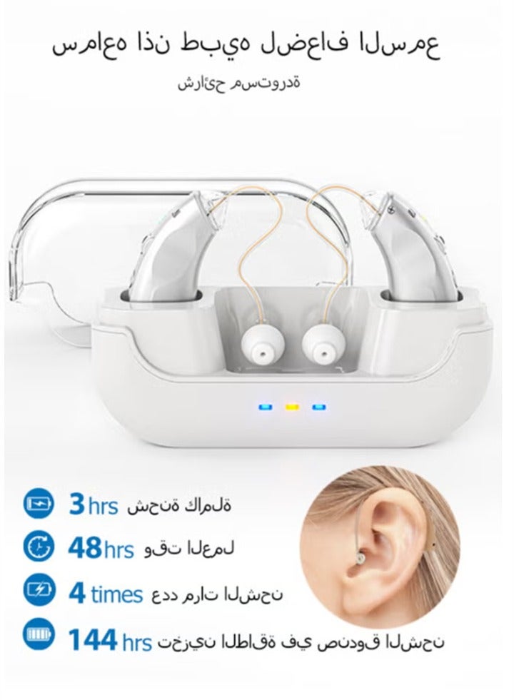 Rechargeable hearing aids for seniors and adults with noise reduction and volume control, digital hearing amplifier for hearing loss, BTE hearing aids with magnetic charging case - Image 1