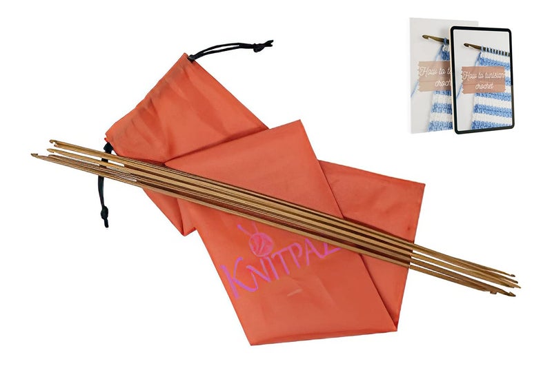 KnitPal 16-inch (40cm) Double Ended Tunisian Afghan Crochet Hooks Set - 5 US Sizes: G/4mm, 7/4.5mm, H/5mm, I/5.5mm, J/6mm - Long Tunisian Crochet Hooks - Image 1