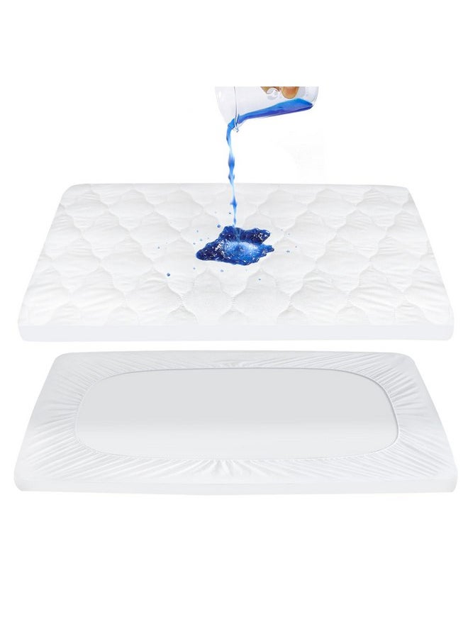 Moonsea Pack and Play Mattress Pad Sheets Cover Waterproof, Soft Quilted Pack and Play Protector, 27" X 39" Fit Graco Pamo Babe Pack and Play Mattress Pad, Baby Portable Mini Cribs and Foldable Mattresses Pad  - Image 1