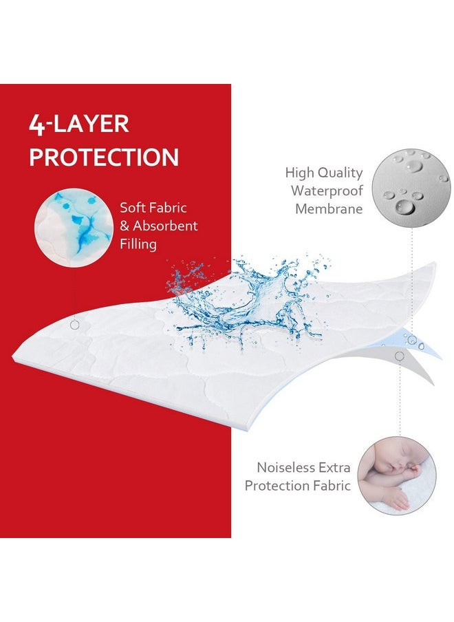 Moonsea Pack and Play Mattress Pad Sheets Cover Waterproof, Soft Quilted Pack and Play Protector, 27" X 39" Fit Graco Pamo Babe Pack and Play Mattress Pad, Baby Portable Mini Cribs and Foldable Mattresses Pad  - Image 4