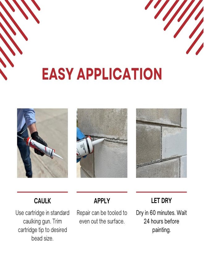 Akona Mortar Repair Tube for Tuckpointing, Sealing, and Repairing Stone, Brick, and Block Walls, Gray, Paintable, Fast Drying (10 Ounce, 1) - Image 4