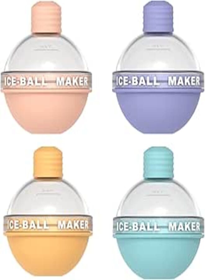 Ice Ball Mold, Silicone Spherical Reusable Ice Ball Maker for Coffee Beverage Cold Drink Making DIY Home Kichen (4 pcs)