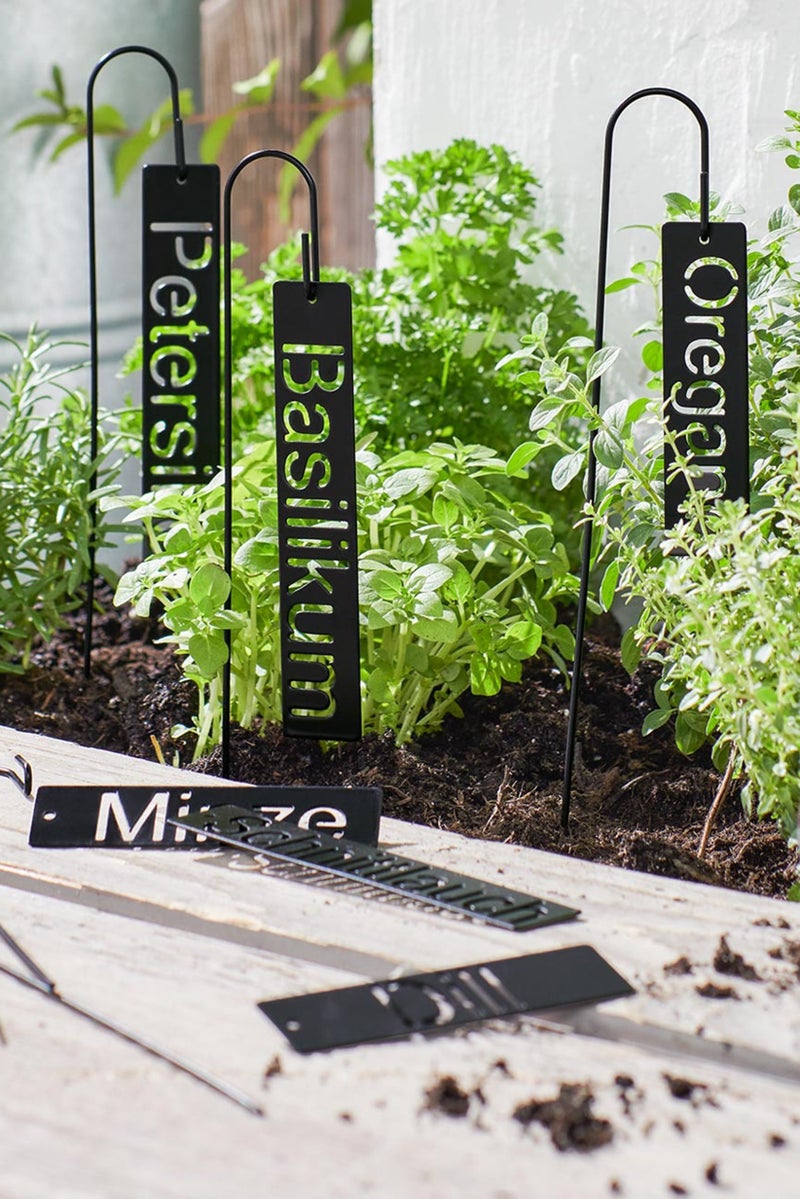 Tchibo 8 Pieces Stainless Herb Sign, Black  - Image 1