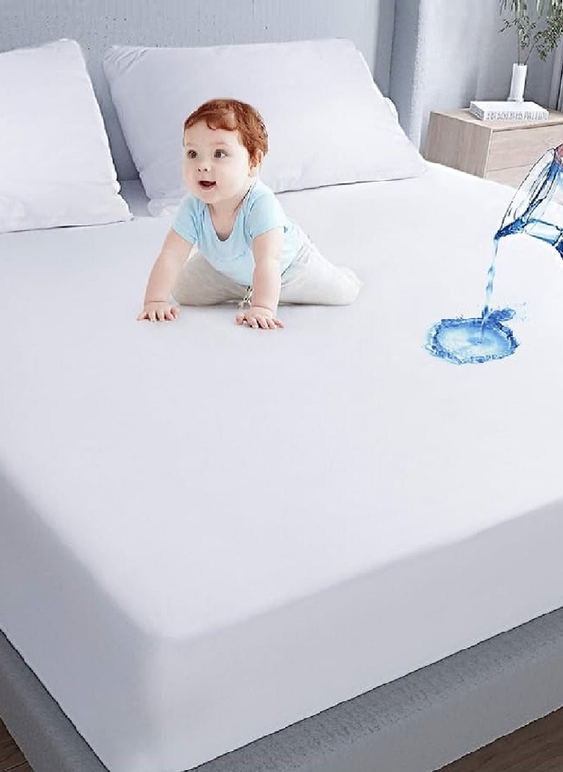 Blueberry Waterproof Terry Towel Mattress Protector Ultra-Soft Mattress Cover 150X200+25cm  - Image 1