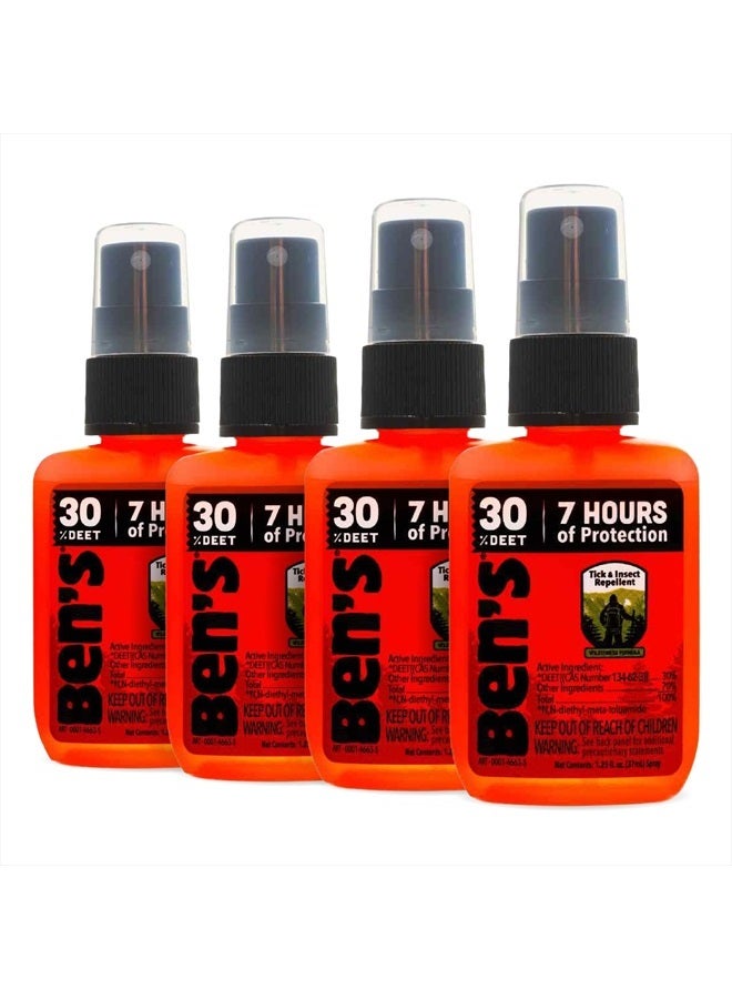 Ben's Tick & Insect Repellent - Travel Size Bug Spray with 30% DEET for Mosquitoes, Ticks & More - Up to 7 Hours of Protection - Fragrance-Free - 1.25 oz (4 Pack) - Image 1
