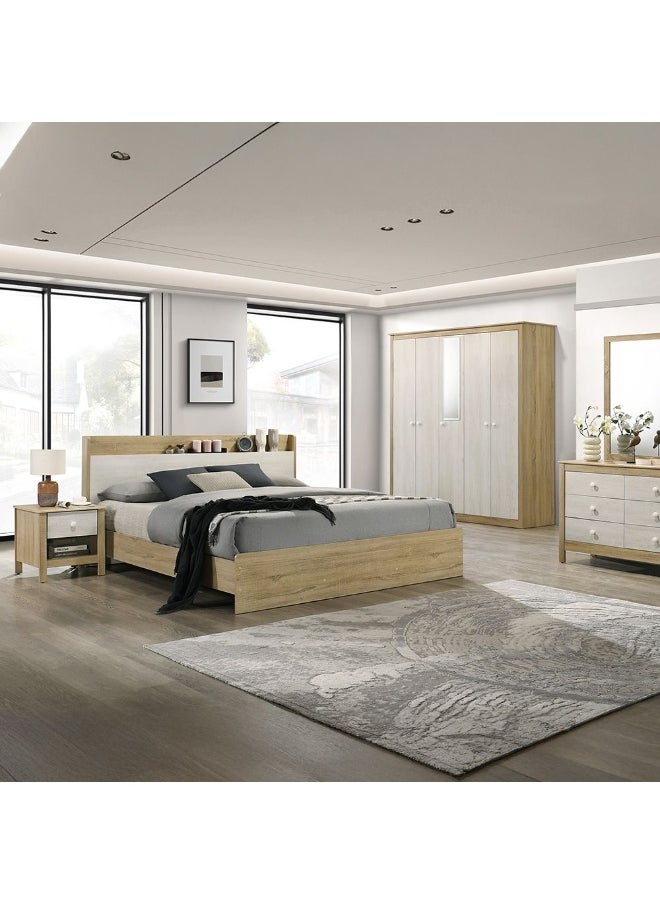 DANUBE HOME Kelly 1 Drawer Nightstand| Multifunctional Bedside Table Space Saving Night Stand Side Table Modern Design Furniture For Bedroom L50Xw50Xh50Cm -White Ash+Sonoma Oak  - Image 1