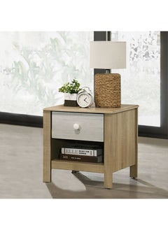 DANUBE HOME Kelly 1 Drawer Nightstand| Multifunctional Bedside Table Space Saving Night Stand Side Table Modern Design Furniture For Bedroom L50Xw50Xh50Cm -White Ash+Sonoma Oak  - Image 4