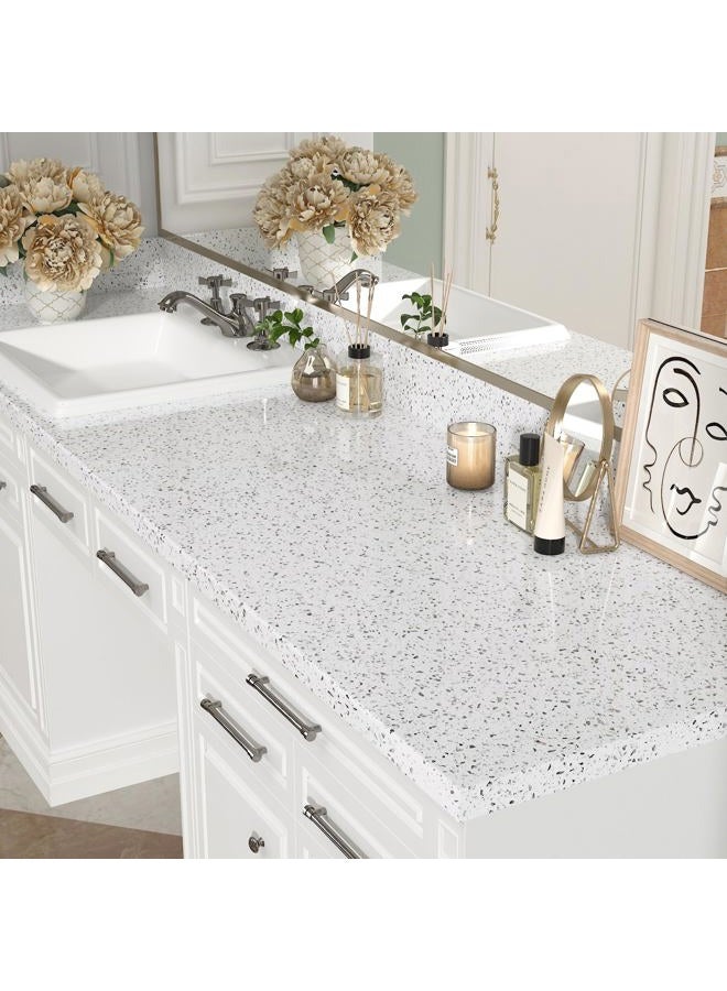 Decotalk 30"x120" Glossy Marble Countertop Contact Paper Granite Contact Paper for Countertops White Granite Countertop Vinyl Wrap White Marble Vinyl Wrap Counter Top Peel and Stick Waterproof - Image 5