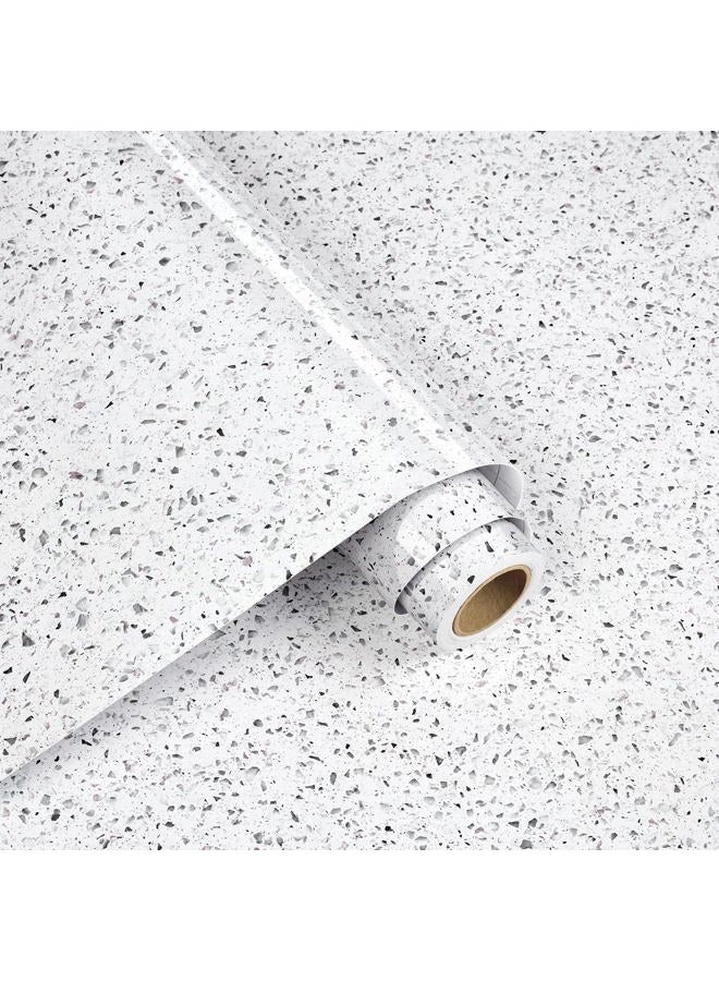 Decotalk 30"x120" Glossy Marble Countertop Contact Paper Granite Contact Paper for Countertops White Granite Countertop Vinyl Wrap White Marble Vinyl Wrap Counter Top Peel and Stick Waterproof - Image 2