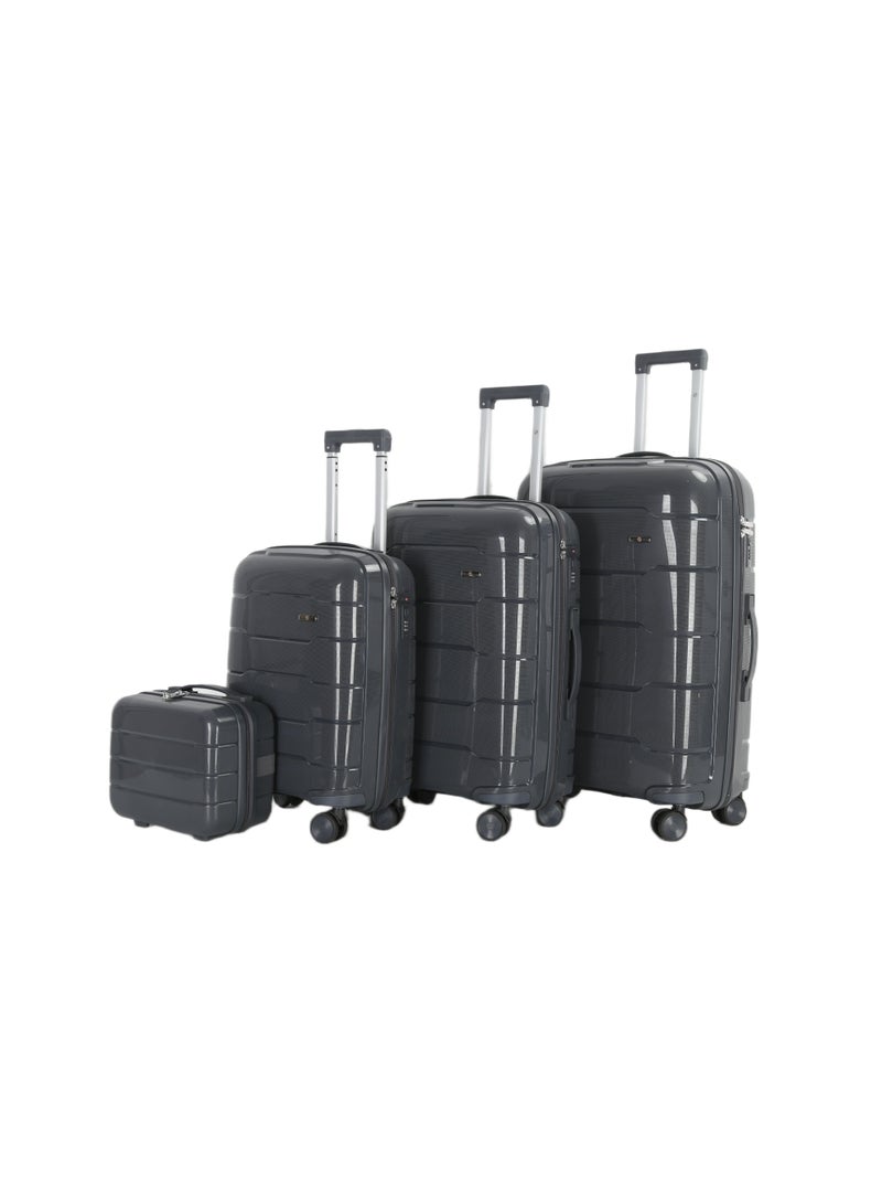 اتش تي مجموعة حقائب سفر إتش تي، من أربع قطع - حقائب متينة بهيكل صلب مع عجلات دوارة، ومقبض تلسكوبي، وسحابات مضادة للسرقة (13/20/24/28 بوصة، 13.5/49/80/116 لترًا، مجموعة سفر خفيفة الوزن، رمادية داكنة) - Image 1