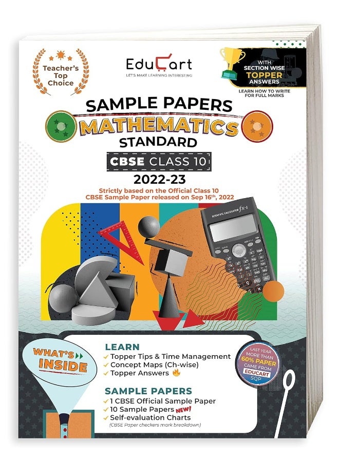 Educart CBSE Class 10 MATHEMATICS STANDARD Sample Papers 2023 (With Exclusive Topper Answers and Marks breakdown 2022-23)
