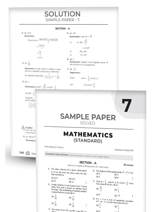 Educart CBSE Class 10 MATHEMATICS STANDARD Sample Papers 2023 (With Exclusive Topper Answers and Marks breakdown 2022-23)