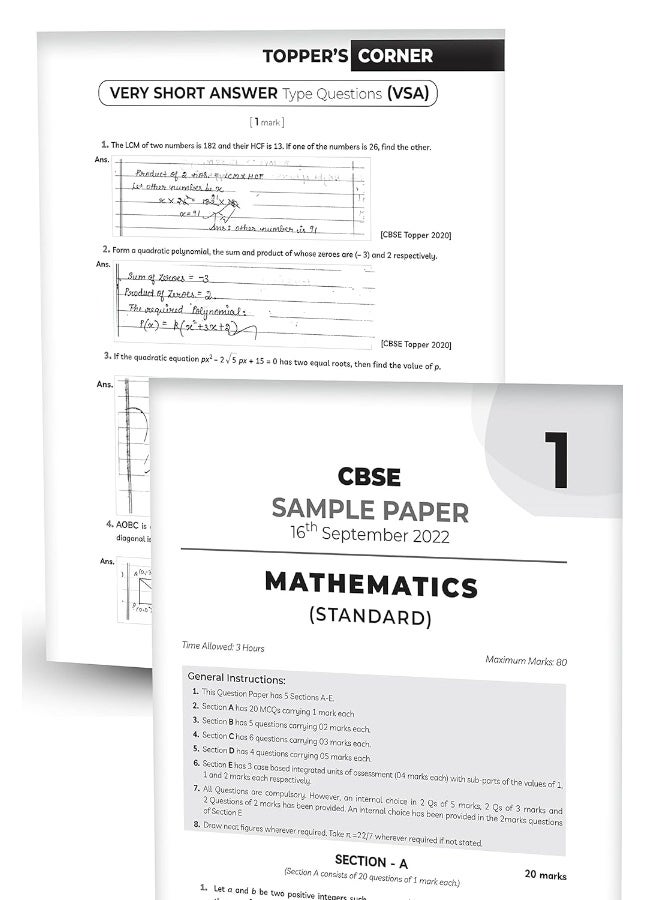 Educart CBSE Class 10 MATHEMATICS STANDARD Sample Papers 2023 (With Exclusive Topper Answers and Marks breakdown 2022-23)