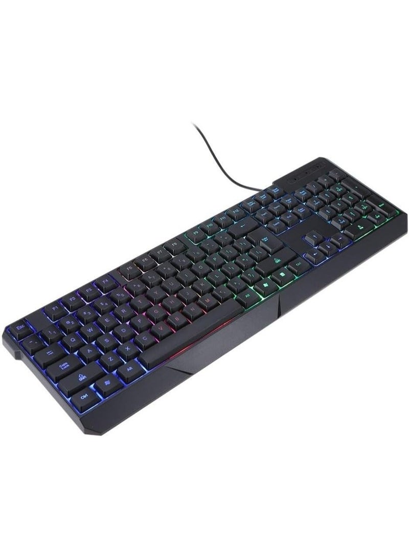 لوحة مفاتيح ألعاب سلكية RGB بمنفذ USB – كيبورد بإضاءة LED ملونة بتصميم ميكانيكي ومفاتيح متينة للكمبيوتر واللابتوب والألعاب والاستخدام المكتبي - Image 2