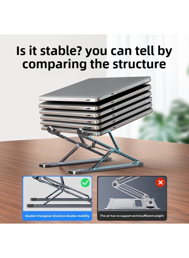 Laptop Bracket Double-layer Desktop Aluminum Alloy Metal Bracket Folding Heat Dissipation Lifting Flat Bracket-Color:N3 Aluminum Alloy 16inch Running Model-black - Image 5
